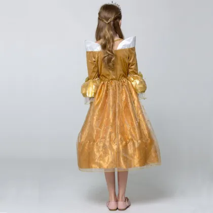 Golden Ball Gown Princess Costume for Girls: A Royal Dress-Up Experience