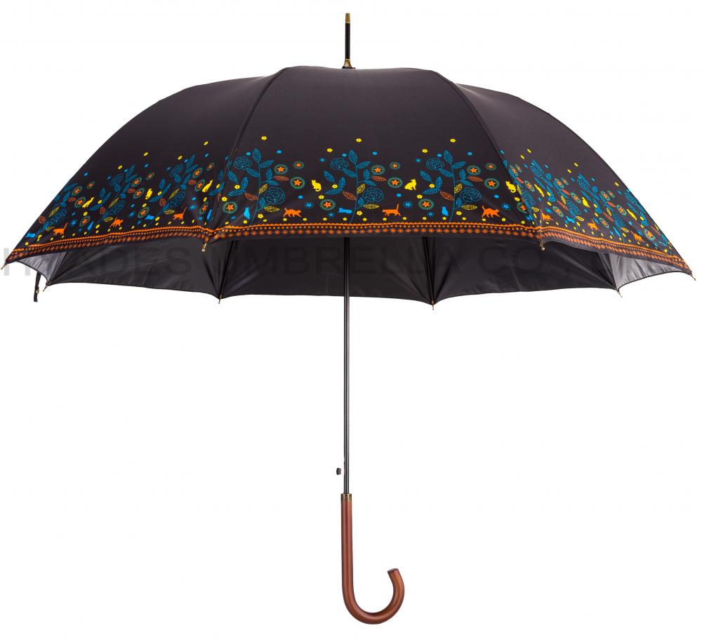 Women's Flower Print Auto Open Straight Umbrella