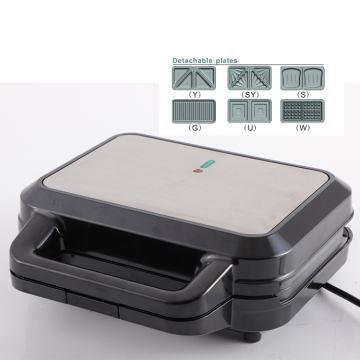 Multi-Function 900W 220V Dual Sandwich Waffle Maker - 6-in-1 Kitchen Appliance with Customizable Logo