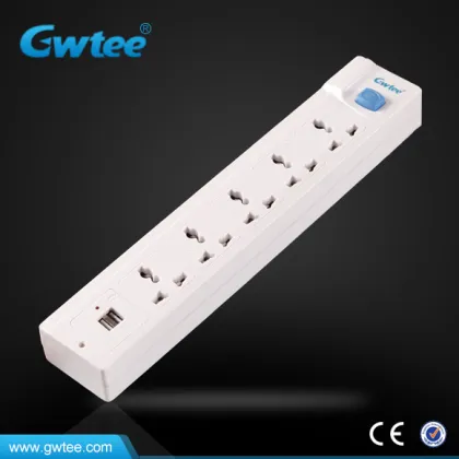 3 way 100% copper vertical usb power electric socket