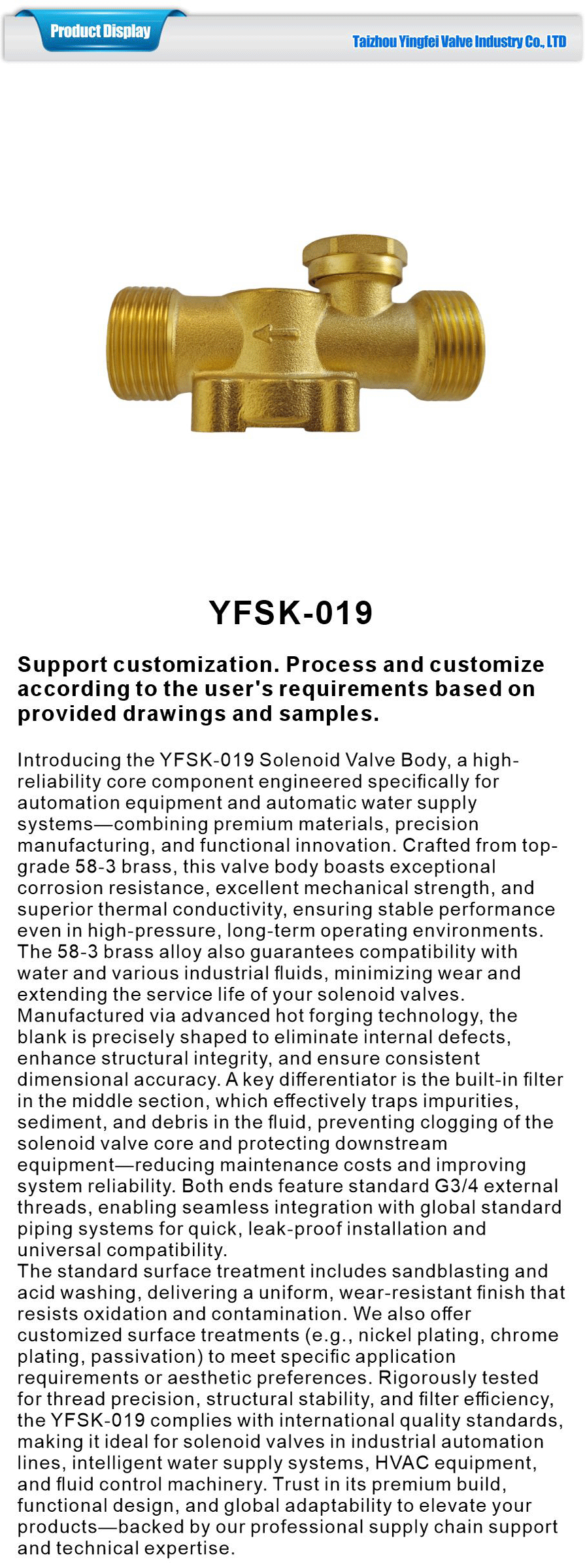 Solenoid valve body-xiangqing1-YFSK-019
