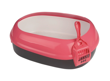 Oval Double Layer Cat Litter Tray with Scoop