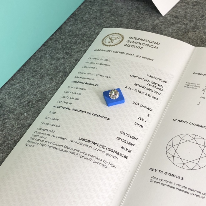 2.03ct f vs1ラボが栽培されたダイヤモンドIGI認定