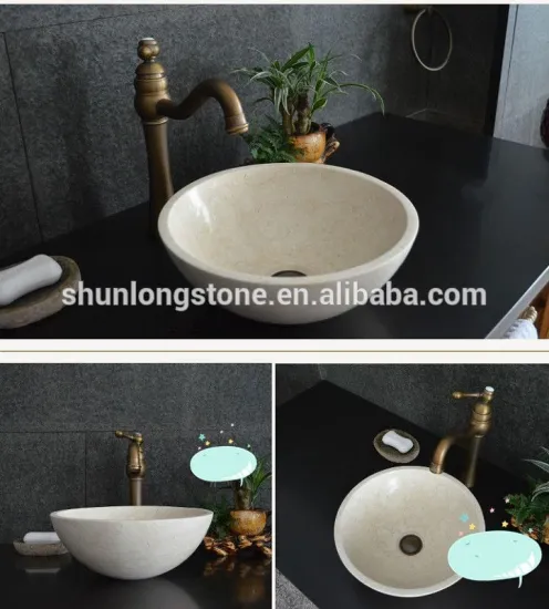 Beige marble wash basin sinks, stone sink