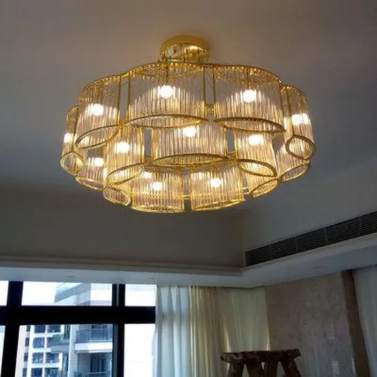 INSHINE Retro Gold Glass Metal Pendant Light