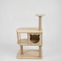 Luxury Modern Eco-Friendly Wooden Cat Tree House Pet Toy with 4-Tier Scratching Climbing Hammock Resting Nest for Indoor Use