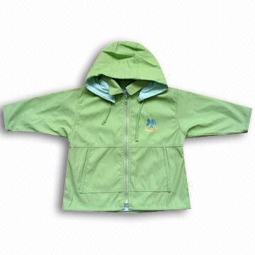 Children's PU Tricot Windbreaker with T/C Single Jersey Lining