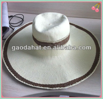 Cheap White Straw paper Hat Bodies With Stripe Bangora hat body