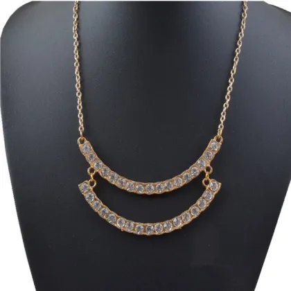 Handmade Silver And Gold Plated Alloy Rhinestone Necklace