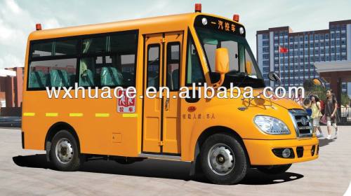 Huaxin Low price 5.2m yellow gasoline school bus dimensions for sale