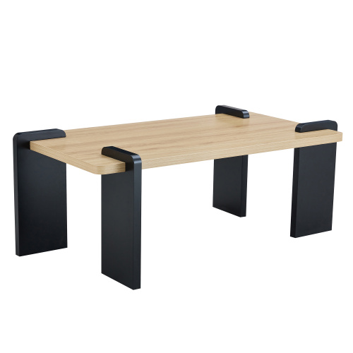 Modern Luxury Black and Wood Panel Side Table