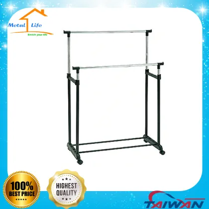 Metal clothes display rack and garment rack
