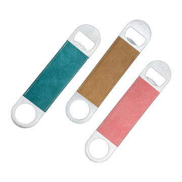 Wholesale Customizable Double-Sided PU Leather Bottle Opener Key Chains with Sublimation Printing