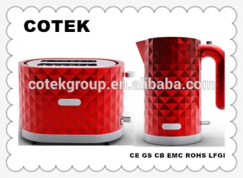 Diamond design Electric breakfast maker involed red 2 slice toaster 1.7L Kettle