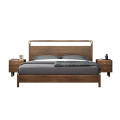 Minimalist new Chinese style solid wood walnut bed