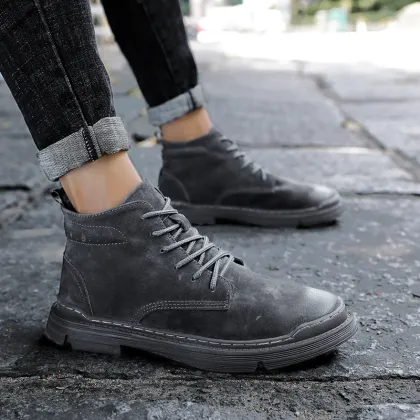 Custom LOGO High Top Genuine Leather Retro Martin Boots