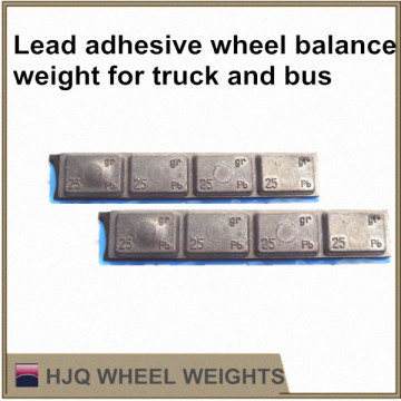 Lead adhesive wheel balance weight for truck or bus wheel rims