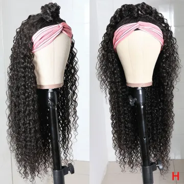 Wholesale Headband Brazilian Hair Half Curly Wig 150 Density Natural Black Curly Machine Made Headband Wig For Black Women