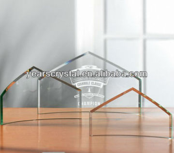 New arrival curved peak jade glass award plaque (R-2208)