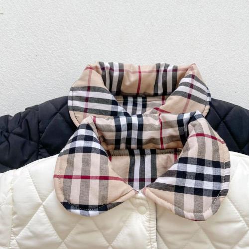 Children's Colorful Plaid Trench Coat And Padded Jacket