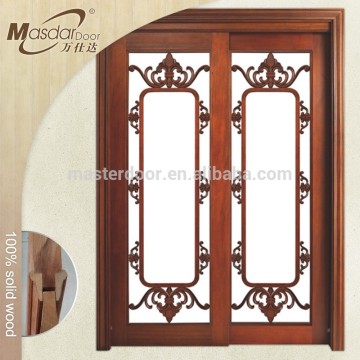 Asian elegant interior wooden glass sliding door for living room