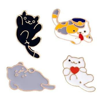 Cute Cats Enamel Brooch Pin for Clothing