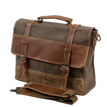 Porte-documents en toile en cuir vintage pour le sac de travail pour hommes