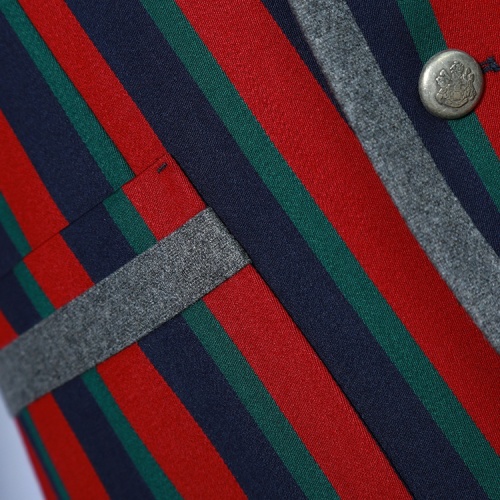 Black Red Striped Woolen Blazer for Men
