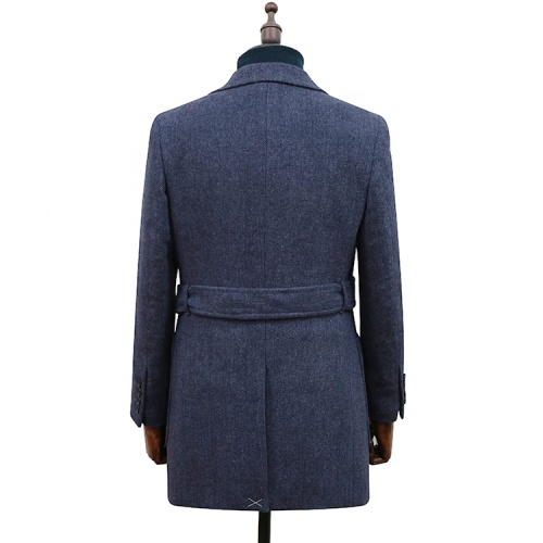 Grey Tweed Long Coat with Belt Fashion Style