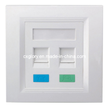 Dual Port RJ45 86 Keystone Jack Faceplate