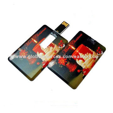 Business Card Style USB Flash Drive, Compliant with RoHS Directives, Deft Configuration, Shock-proof