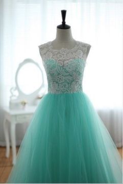 A-line Floor Length Wedding Dresses Tulle Wedding Dress 2015 Lace Bridal Gown