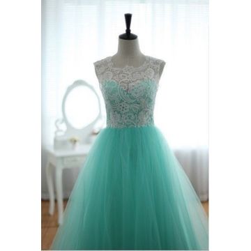 A-line Floor Length Wedding Dresses Tulle Wedding Dress 2015 Lace Bridal Gown