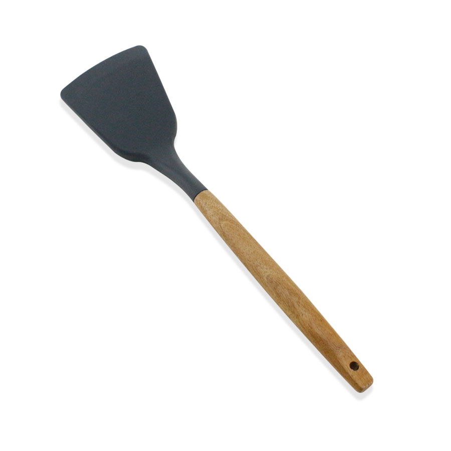 Kitchen Silicone Solid Spatula with wooden handle