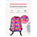 Rainbow color PU waterproof wear-resistant school bag for children