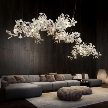 Luxury Modern Leaf Chandelier for Large Villa Lobby and Living Room