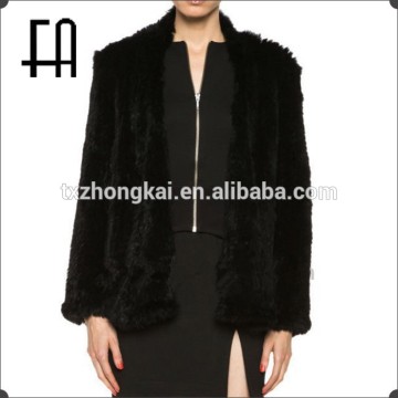 Factory direct wholesale price lady's rabbit fur knitted jacket /fur knitted jacket