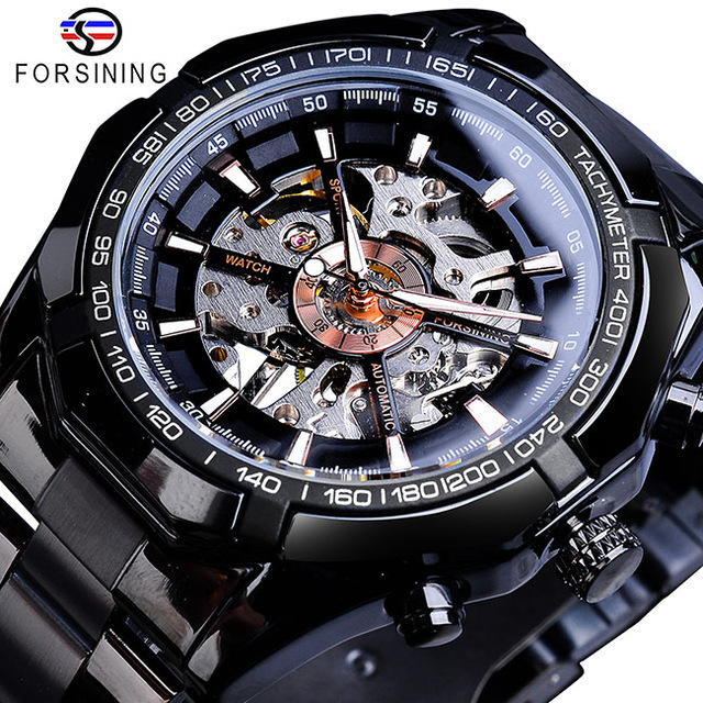 Fossil Original High Quality Stainless Steel Waterproof Men's Automatic Luxury Transparent Mechanical Wrist Skeleton Watch