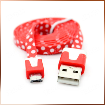 Red 1M Flat 5 Pin Micro To USB 2.0 Printed USB Cable For Android Phone