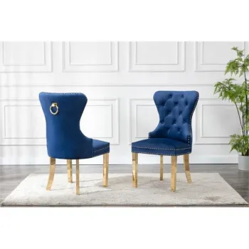 Upholstored-Fufted Side Chair with Stainless Steel Legs & Ring Handle