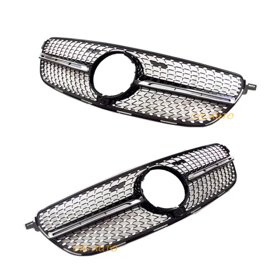 Black Chrome Star Design Diamond ABS Front Bumper Grille for Mercedes-Benz GLE Class W166 2015-2017