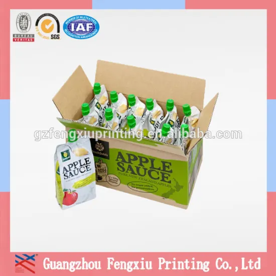 China Manufacturer Apple Sauce Pouch Corrugated Fruit Carton Box