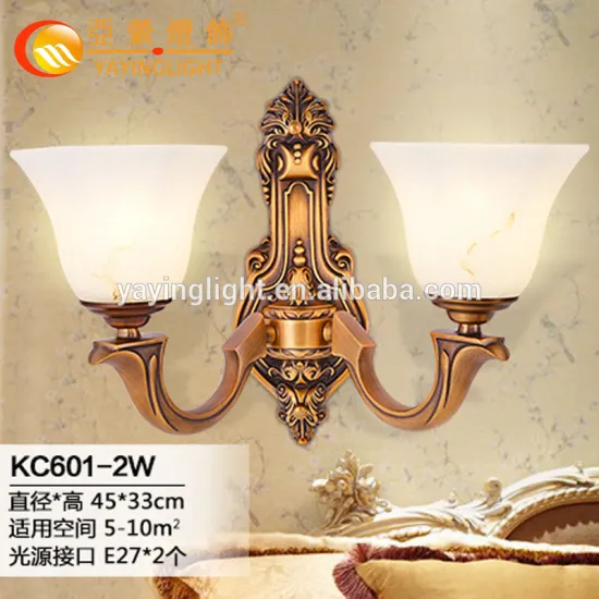 American bedroom bedside glass wall lamp,hallway living room European-style minimalist two heads wall lamp