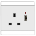 electric square socket with one gang USB