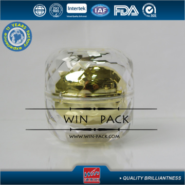 Cylinder acrylic cream jar with outside bottle crystal surface