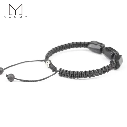 Boho Style Adjustable Black Tourmaline Beaded Bracelet