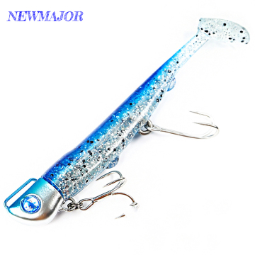NEWMAJOR 110mm Saltwater Soft Fishing Lure - 33.7g Tail Jig Head Hook Minnow Bait