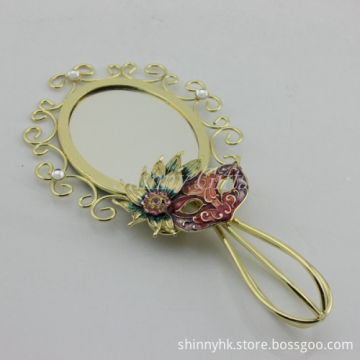 Shinny Gifts Fashion Gifts Hand Mirror with Handle Vintage Hand Mirror Gold