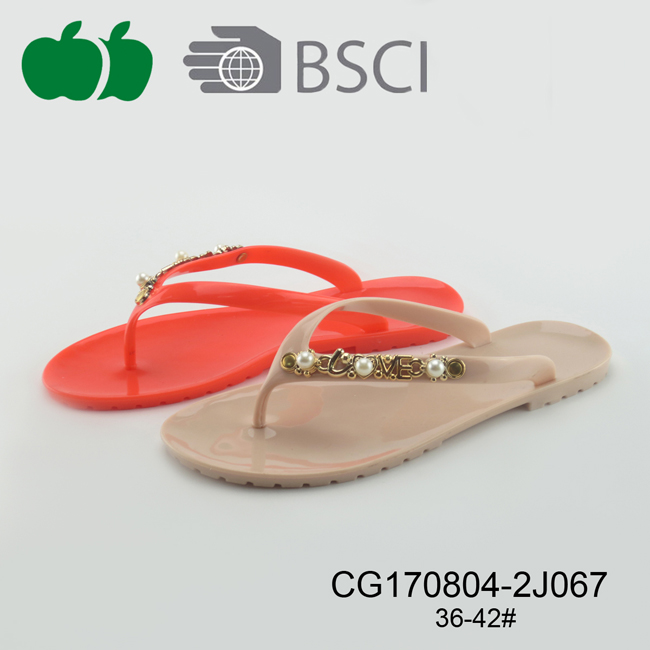 Ladies Cheap Flat Summer Pvc Flip Flop 2017