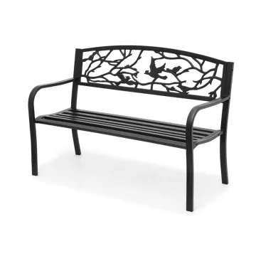 Wholesale Park Bench: Steel & Cast Iron Outdoor Garden Bench with Bird Pattern Backrest